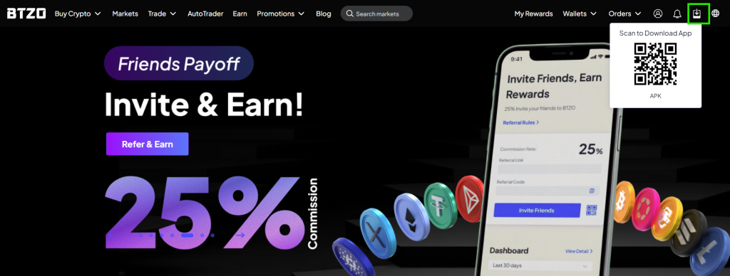 download btzo app scanning QR code