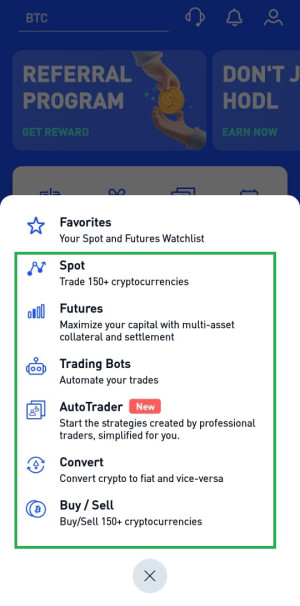 btzo app center quick access button